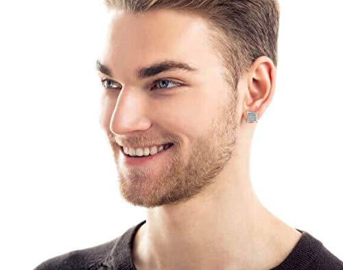 Mens Women Square Shaped Cubic Zirconia Micro Pave Cz Kite Stud Earrings For Men Women .925 Sterling Silver 11Mm #TOP6