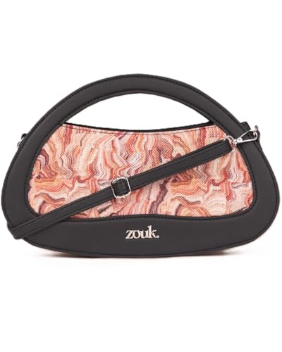 Image of ZOUK Nadia Sling Bag for Women - Stylish Crossbody with Cutout Top Handle | Handcrafted Shoulder Bag with Multiple Pockets & Water-Resistant Lining | Formal & Casual Use |