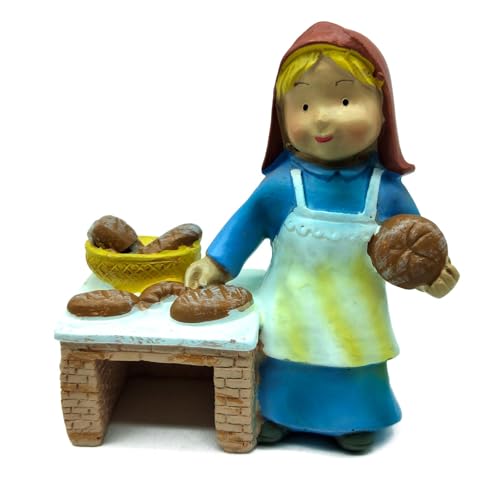 Acan Tradineur - Figura de Panadera para Belén - Estilo Naïf - Fabricado en Marmolina - Adorno Divertido para Nacimiento, Navidad, decoración Tradicional - 10 cm