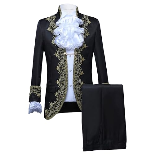 Smoking ajusté boutonné noir de style costume médiéval taille XS