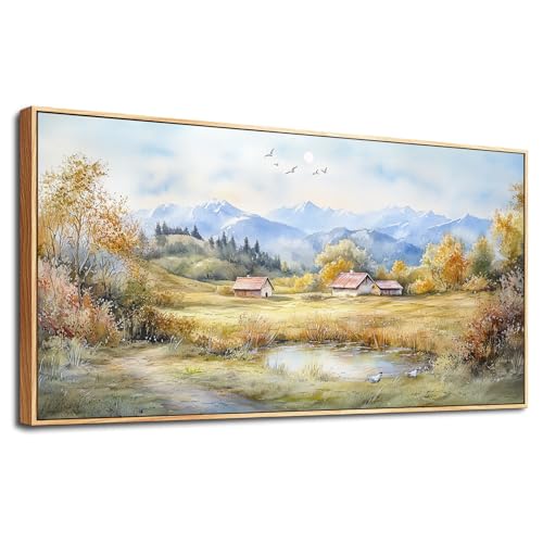 PHAOHUAXM Canvas Wall Art For Living Room Farmhouse Dining Room Home Wall Decor For Bedroom Office Wall Decoration Rural Landscape Painting Wood Frame Prints Pictures Artwork Aesthetics 20"x40"