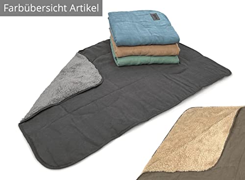 Direkt-Stick.de Hundedecke mit Namen Bestickt, personalisierbare Heimtierdecke für Hunde und Katzen, 4 Farben, weiche Wendedecke, Liegedecke Teddyfell (grau)