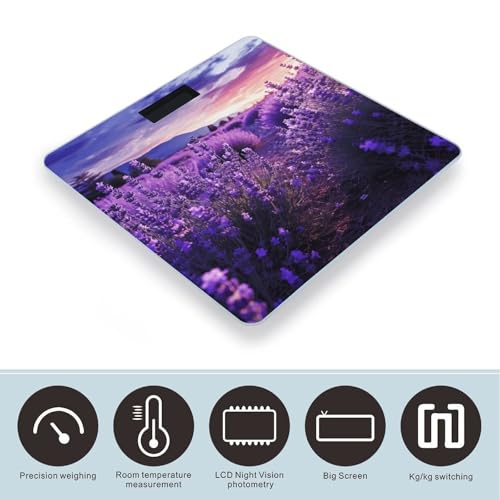 Báscula digital de baño púrpura lavanda de alta precisión miniatura 3