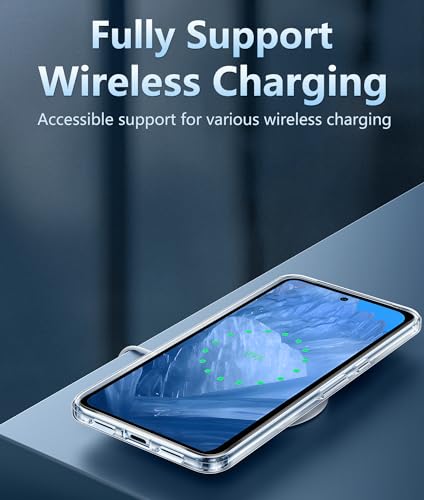 Image of FNTCASE for Google-Pixel 8a Case Clear: Support Wireless Charging Military Grade Drop Protection Anti Yellowing Cell Phone Cover - Rugged Durable Shockproof Protective Bumper(Clear)