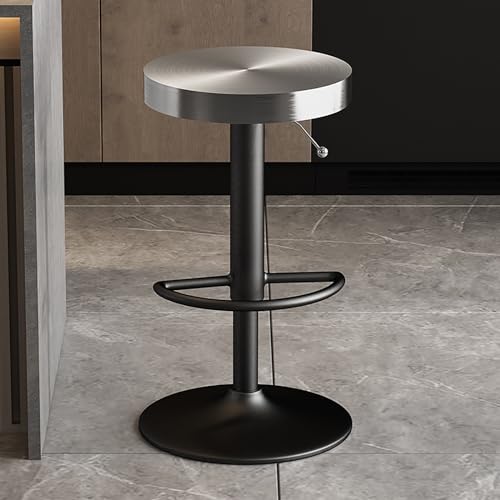 Modern Ajustable Bar Stools Acero inoxidable Ronda Top Pub & Bistro Chairs Cocina y Comedor Footrest Oro y Plata Acabado Silver Silver Silver & Black Options)