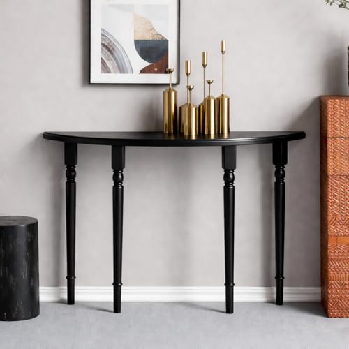 Image of Wooden Expert 120Cm Length Premium Royal Half Moon Console Table with Storage | Narrow Wooden Entryway Accent Table | Solid Semi-Circle Design for Living Room, Hallway, Foyer, Entrance (120x35x80Cm)