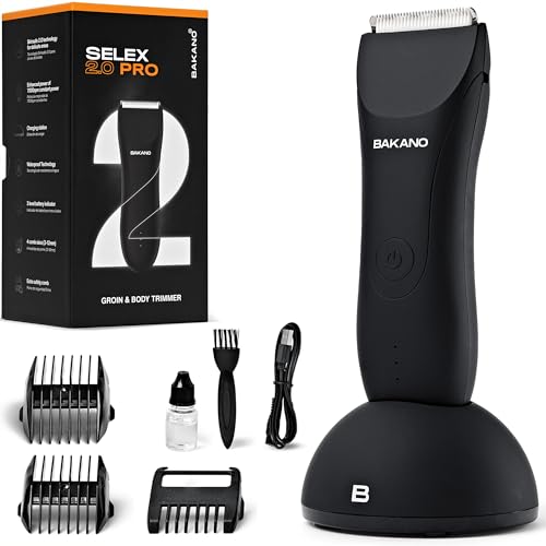 BAKANO SELEX 2.0 - Afeitadora Corporal Masculina.Recortadora Corporal Hombre con Tecnología SkinSafe e Impermeable. Rasuradora Hombre para Genitales con Base de Carga y 120 min Autonomía
