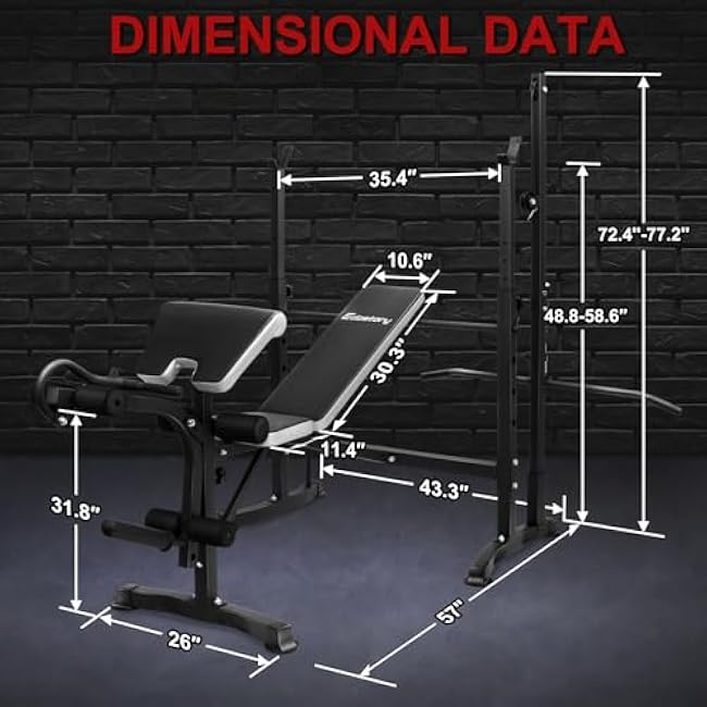 Edostory Olympic adjustable Weight Bench Set, Workout Equipment for Home Workouts, Bench Press with Preacher Curl, Leg Developer, Home Gym Full Body Workout