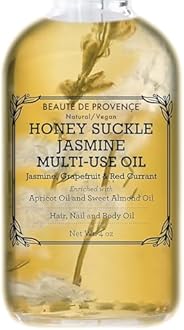 BEAUTE DE PROVENCE Honey Suckle Multi-Use Face, Body & Hair Oil - Hydrates Skin, Restores Shine - With Apricot, Coconut Oil & Vitamin E - 4 Fl Oz