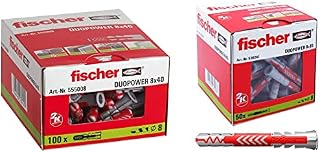 fischer 555006 DUOPOWER Wall Plug, Red/Grey, 6x30, Set of 100 Pieces