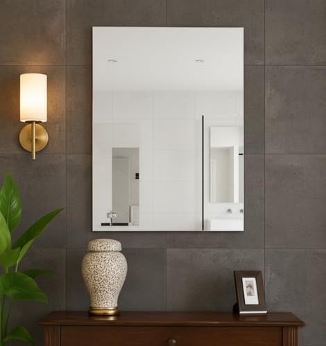 Image of Rectangle Frameless Mirror for Bathroom Wall - Decorative Wall Mount (12x18 inch) for Bedroom, Entryway & Living Room