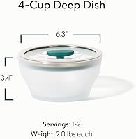 Vista 2 de Anyday Utensilios de cocina para microondas y recipiente de vidrio de 4 tazas con tapa de vidrio, almacenamiento profundo de alimentos sin plástico