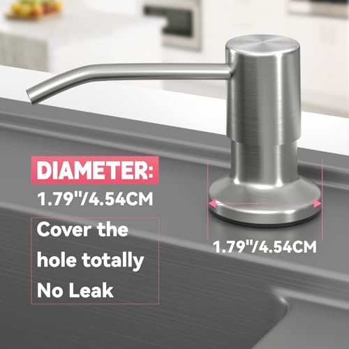 Image of Sink Soap Dispenser, OHiHi Kitchen Sink Soap Dispenser with 47 inch Extension Tube, Wide Pump Head Base, No Water Leaking, No Need to Fill The Little Bottle Again, Brushed Nickel