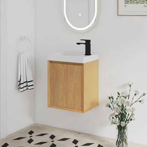JENTORIA 18 Inch Floating Bathroom Vanity with Sink, 18" Floating