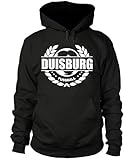 Kapuze mit Kordelzug shirtloge - Duisburg - Fussball Lorbeerkranz - Fan-Kapuzenpullover - Schwarz - Größe S