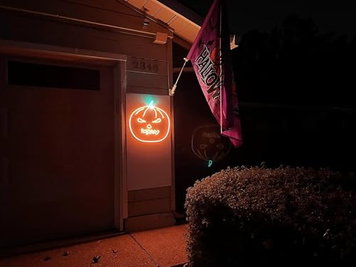 Lamomo LED Neon Lights, 16.4ft Orange Halloween Decorations 0.39In/Cut Neon Light Strip, 12V Flexible Waterproof LED Strip,Silicone Neon Rope Light for Indoor Outdoor Decor（Power Adapter not Included