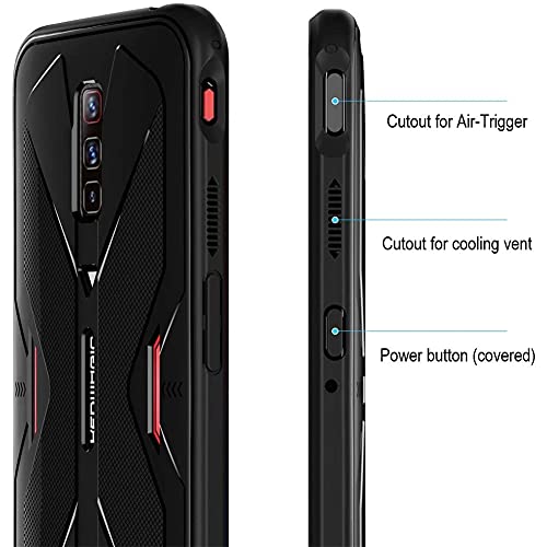 S YTALAND Case for Red Magic 6/6 Pro/6S Pro, Bumper Defender Protective Phone Cover with 2 x Tempered Glass Screen Protector (Black)