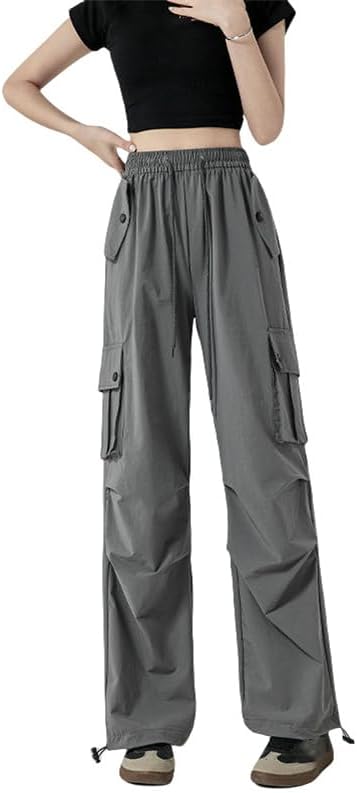JYHBHMZG Women's American Style Autumn High Waist Drapey Casual Wide Leg Sports Cargo Pants