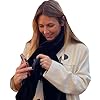 Faux-Fur Pull Through Scarf With Hidden Zipper Pocket for Women, Fur Neck Collar Scarf Cozy Wrap Secure Concealed Storage (Black)