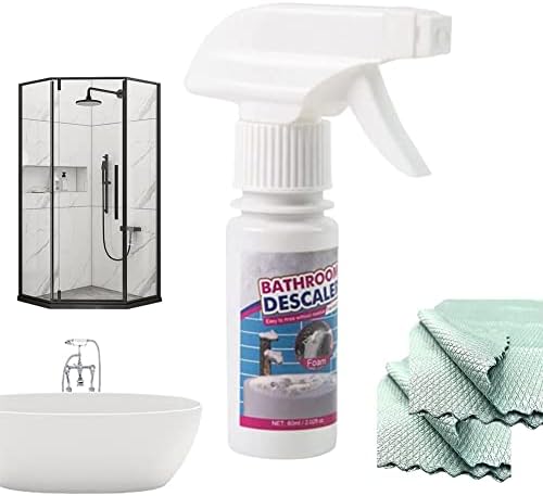 Jonissi Stubborn Stains Cleaner, Bathroom Foam Cleaner Spray, Powerful Descaling Cleaning Agent for Bathtub Toilet Bath Shower Sink Glass Ceramic, with 2PCS Cleaning Cloths (1 bottle)