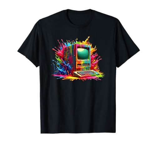 Splash Art Vintage Computer Old School PC T-Shirt