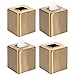 mDesign Modern Square Metal Paper Facial Tissue Box Cover Holder for Bathroom Vanity Countertops, Bedroom Dressers, Night Stands, Desks and Tables - 4 Pack - Soft Brass