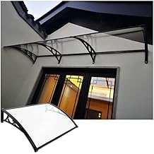 JIANFEI Door Canopy Window Awning, Outdoor Translucent Sun Rain Snow Cover, Roof Porch Impact Resistance Shelter with Metal Bracket, Apply to Balcony Garden Patio Size 60X120CM