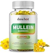 duwhot Mullein Gummies for Lung Detox, 2000mg Mullein Leaf Extract for Respiratory & Digestive Sy...