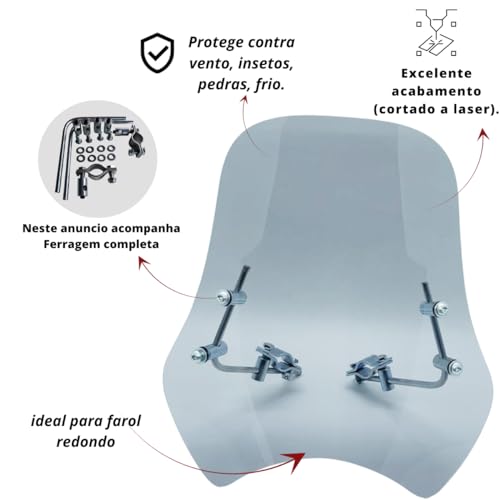 Bolha Para Moto Parabrisa Universal Para Motos - Cristal
