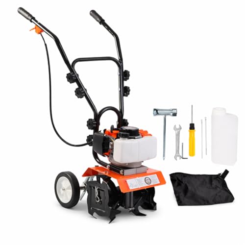 Motozappa a Scoppio 52cc Motocoltivatore 2 Tempi Zappatrice per Giardino Orto Larghezza 300 mm Profondità 150 mm Zappette Acciaio