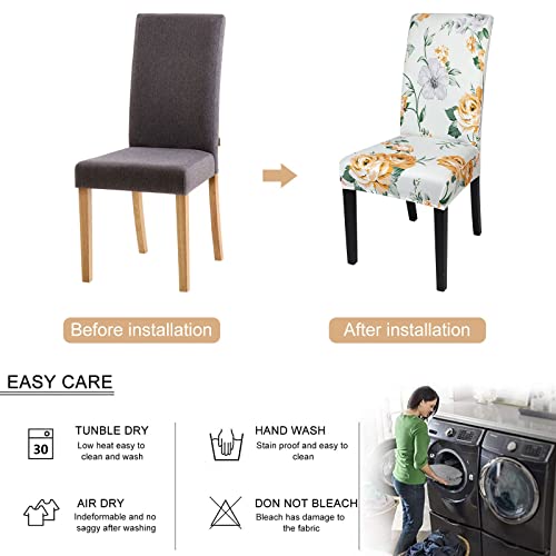 Ryoizen-Chair-Covers-Set-of-6-for-Dining-Room-Washable-Spandex-Slipcovers-Removable-Seat-Protector-for-Parson-Chairs-Decorative-Kitchen6PCSOrange Ryoizen Chair Covers Set of 6 for Dining Room Washable Spandex Slipcovers Removable Seat Protector for Parson Chairs Decorative Kitchen6PCSOrange