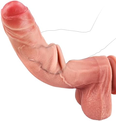 10'' Huge Realistic Foreskin Dildo, Thick Uncut Dildos with Slidi...