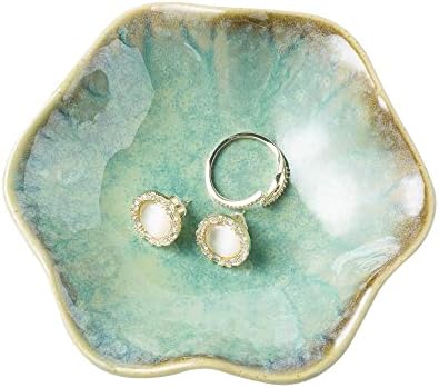 BEUNAIZER Jewelry Dish Tray, Ring Dish, Ceramic Trinket Tray, Key Bowl, Decorative Plate, Gifts for Friends Sisters Daughter Mother (emerald green)