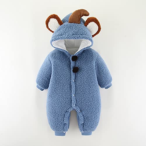 Baby Girls Fleece Hooded Jumpsuit Coat Sherpa Bear Ears Solid Color Windproof Outwear Toddler Boys Thick Warm Clothes3