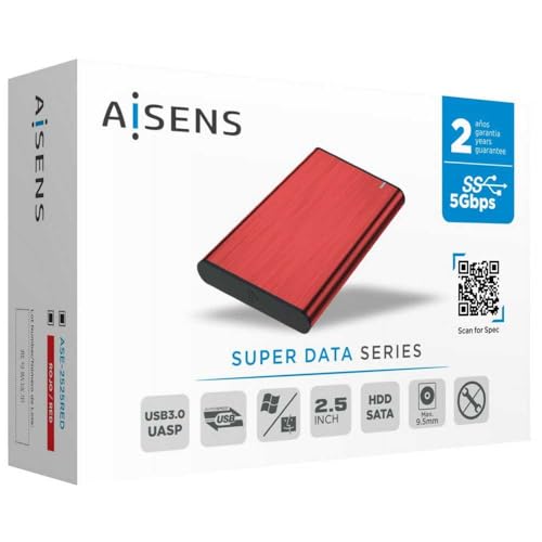 Caja Externa Para Disco Duro De 2.5' Aisens ASE-2525RED/ Usb 3.1 - 4