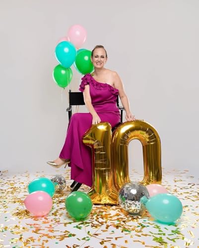Image of 40 Inch Gold Number 0 Balloon Birthday Party Decorations for Men & Women | 40 Inch Gold inflatable foil number balloons, large birthday decorations for 0th birthday