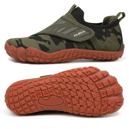 KUBUA - KUBUA Kids Hiking Water Shoes Boys Girls Barefoot Shoes Multifunctional Tennis Sneakers Toddler Little Big Kid Green 6 Big Kid