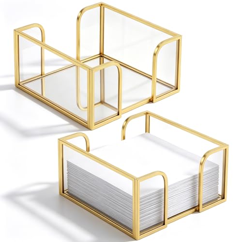 LemonRoad 2 Pcs Gold Cocktail Napkin Holder for Table 4.7 x 4.7 x 2.4 Inch by LemonRoad - Used condition - US$33.46