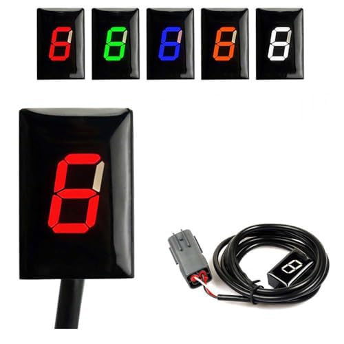 Motorcycle Gear Indicator for Kawasaki Vulcan 900 / VN900 (2006-2010), 6 Speed Digital Gear Indicator, Shift Lever Sensor, Motorcycle Speedometer Accessories, Plug & Play,C-Green
