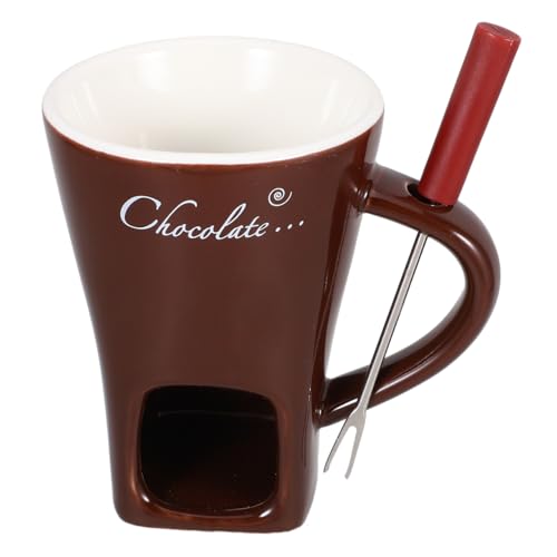 PRETYZOOM 1 juego de taza de fondue para derretir el chocolate, calentador de fondue, calentador de leche, fondue de queso, juego para calentador de mantequilla, acero inoxidable, taza térmica