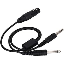 Demeras Aviation Headphone Adapter Cable for XLR to GA Dual Plug 5 Pin Headset Adapter Cable Black