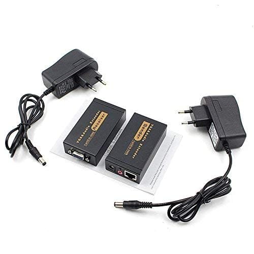 Image of VGA Extender Adapter, Video Extenders Over Cat5e /6 Ethernet Cable with Audio Support up to 100M (328ft /100m, Sender+Receiver) (100M VGA Extender Adapter)