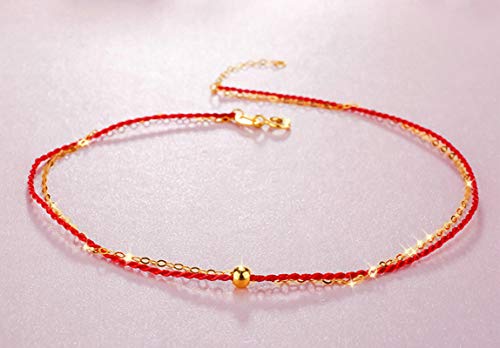 Tobillera de oro auténtico de 18 quilates con perlas rojas exclusivas 3