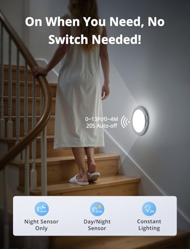 Combuh LED Battery Operated Light No Wiring, Rechargeable Motion Sensor Ceiling Lights with Remote Dimmable 3 Colors, Waterproof Magnetic Cordless Lights for Closet Shower Hallway Shed, 7.48Inch