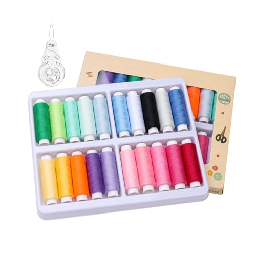PEAPIN - 20 Color Polyester Sewing Threads, Durable Sewing Thread Set, Suitable for Household Handmade DIY(90m/100yds Each Roll)