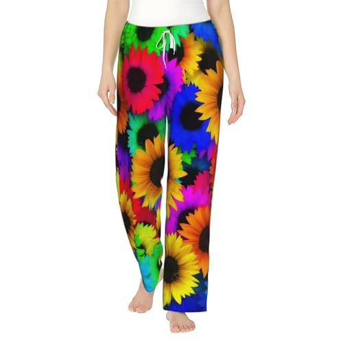 Pantalon de pyjama en flanelle chaud femme tournesol contre le froid