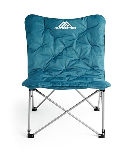 Luxury Camping Chair for Adults | Comfy Folding Chairs with Large Relax Padded Seat | Heavy Duty Moon Chair with Back Pocket | Portable Carry Bag | Outdoor Indoor Garden Fishing Beach Blue - Image 8