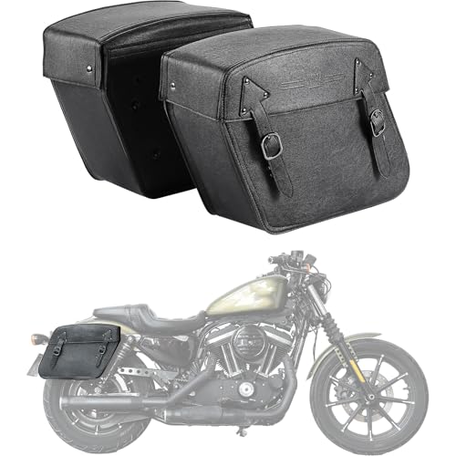 KEMIMOTO Motorcycle Saddlebags with Tail lights Moving Backwards 32L Leather Saddle Bags Motorcycles Compatible with Sportster 883