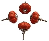 Year End Sale - 4 Pcs Ceramic Cabinet Knobs Hand Painted Cabinet Drawer Pulls Door Handle with Screws for Kitchen, Cabinets, Cupboard, Bathroom, Wardrobe Closet by ABHANDICRAFTS