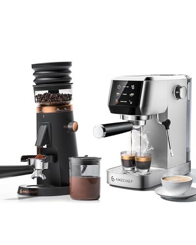 Image of AMZCHEF 51mm Espresso Machine & Single Dose Grinder Bundle - 20 Bar, 30s Preheat, 3 Temp Settings, 75-Setting Conical Burr, Anti-Static, Low Retention for Home Barista